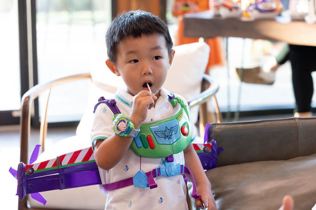 Young boy dressed as Buzz Lightyear Young boy dressed as Buzz Lightyear